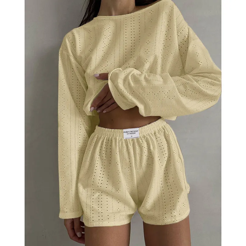 Melanie  Lssiger Anzug mit lockeren Rundhalsausschnitt-Top und elastischen Shorts