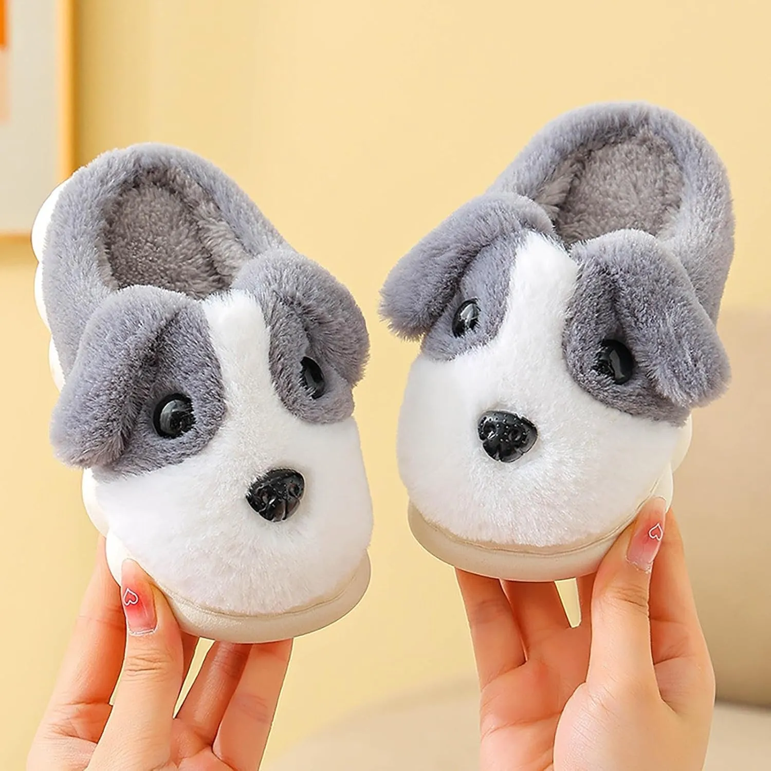 Memory Foam Dog Slipper For Toddler Baby Boys Girls Fuzzy Ear Ankle Shoes Winter Comfy House Shoes Ankle Non Slip
