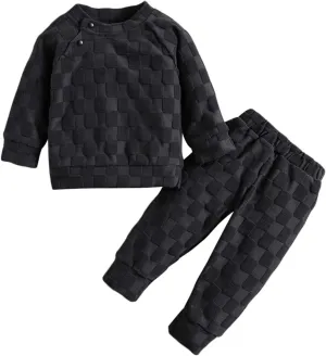 Newborn Baby Boy Girl Clothes Gender Neutral Sweatsuit Unisex Solid Outfit Long Sleeve Warm Pullover Pant Set