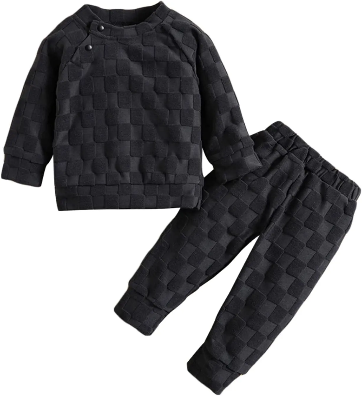 Newborn Baby Boy Girl Clothes Gender Neutral Sweatsuit Unisex Solid Outfit Long Sleeve Warm Pullover Pant Set
