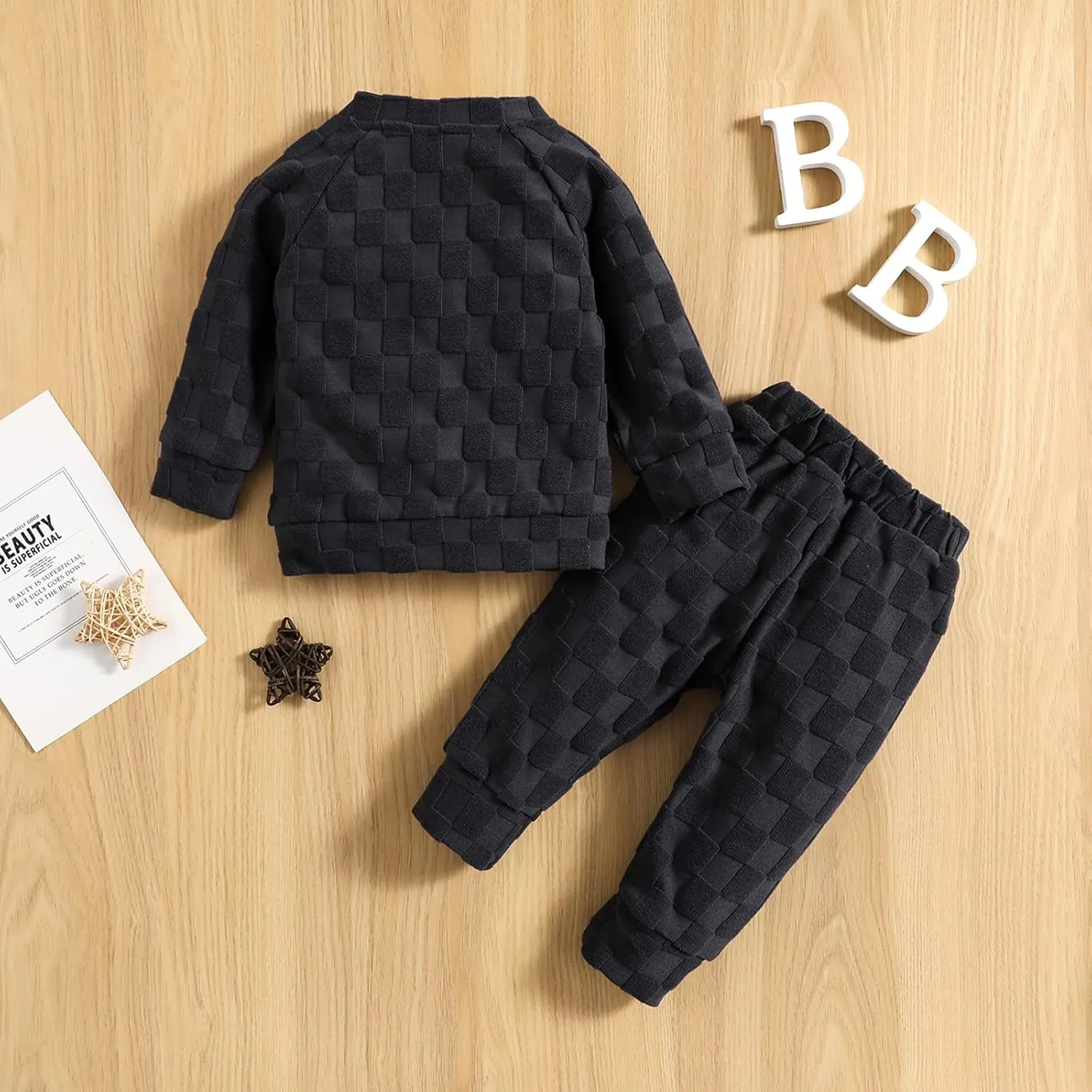 Newborn Baby Boy Girl Clothes Gender Neutral Sweatsuit Unisex Solid Outfit Long Sleeve Warm Pullover Pant Set