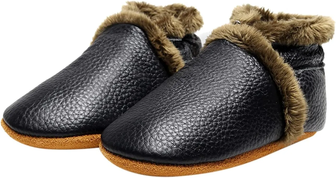Newborn Baby Boys Girls Booties Non Skid Soft Sole Infant Toddler Warm Winter House Slipper Crib Shoes 0-18 Months