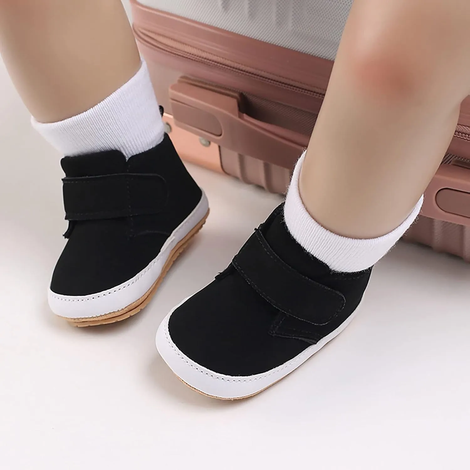 Newborn Baby Boys Girls Prewalker Shoes Soft Rubber Sole Infant Sneakers Fashion High-Top Non-Slip Walking Shoes