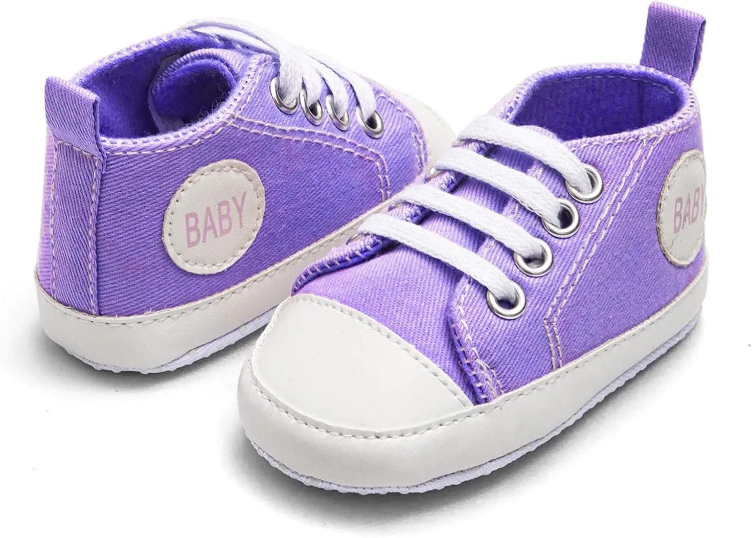 Newborn Baby Girls Boys Sneakers Soft Sole High-Top Ankle Canvas Shoes Infant First Walkers Slip on Crib Shoes