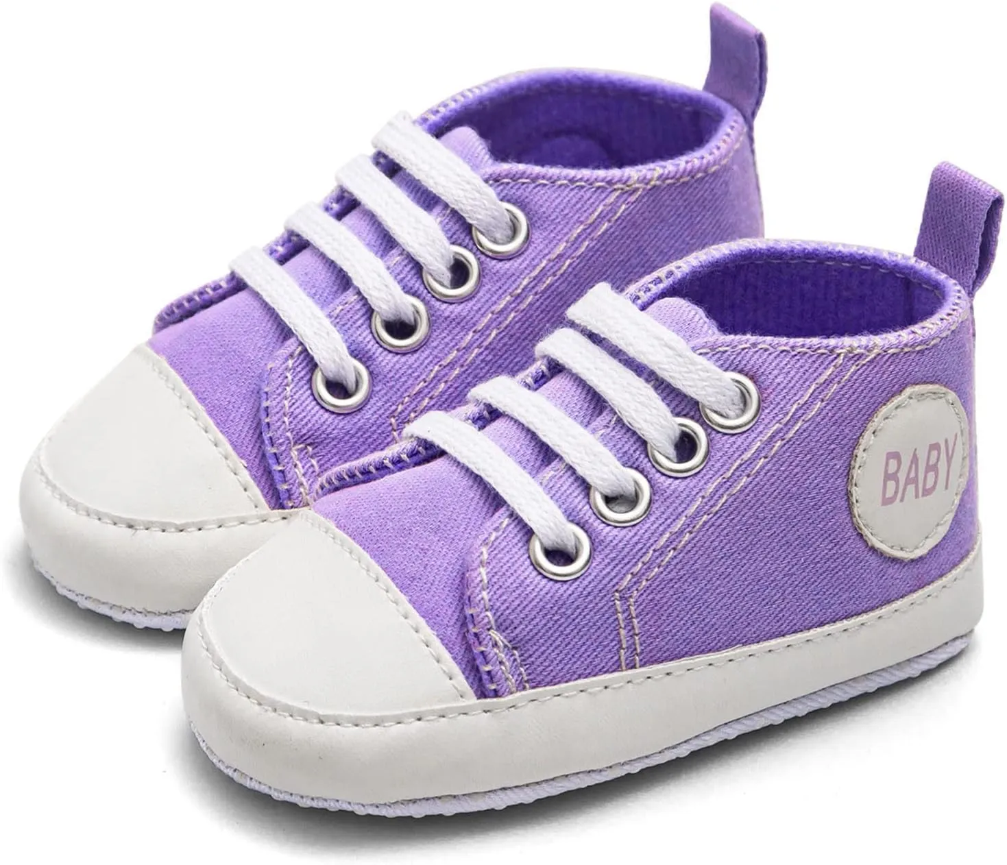 Newborn Baby Girls Boys Sneakers Soft Sole High-Top Ankle Canvas Shoes Infant First Walkers Slip on Crib Shoes