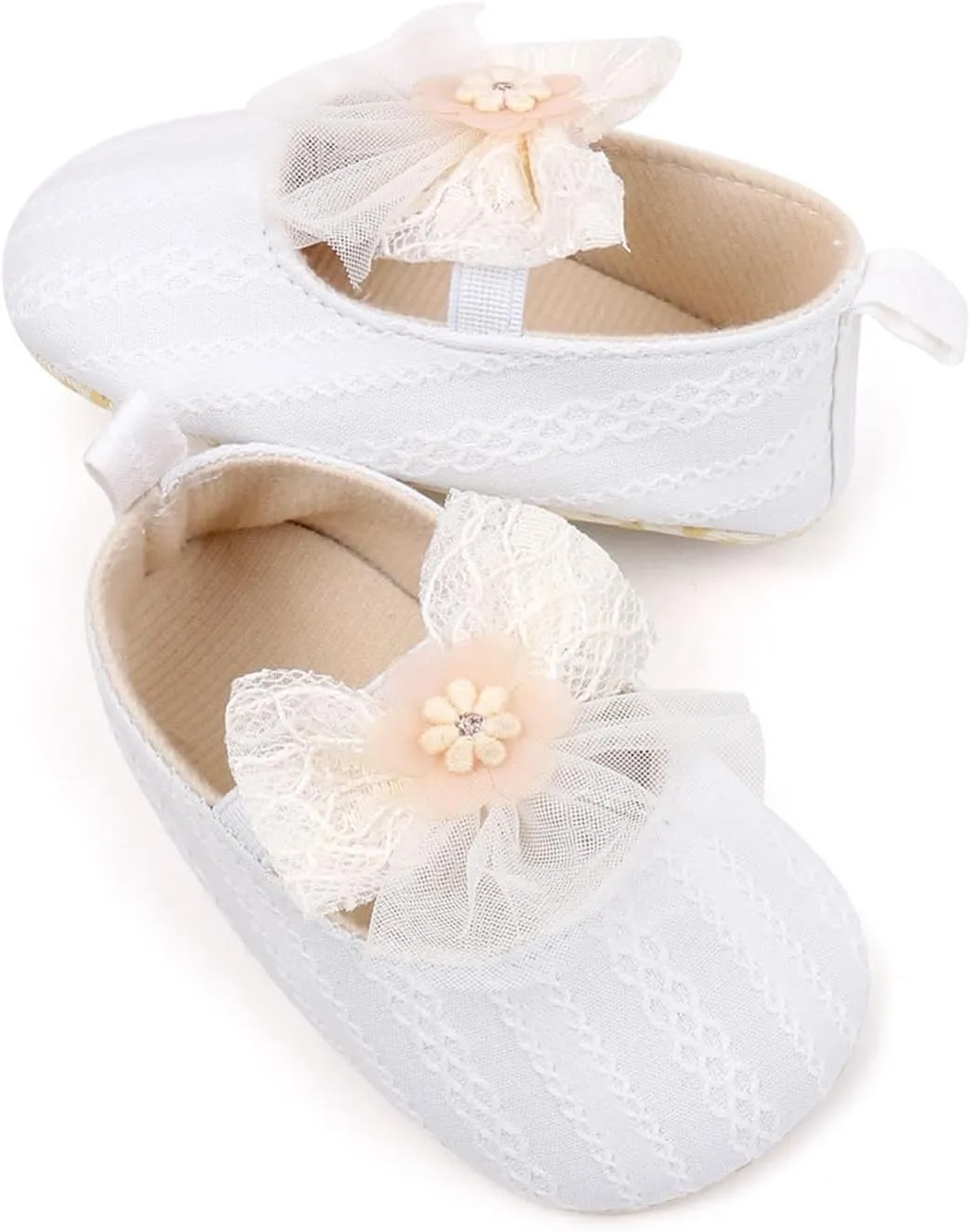Newborn Baby Girls Dress Shoes Infant Bowknot Soft Sole Mary Jane Christening Shoes Wedding