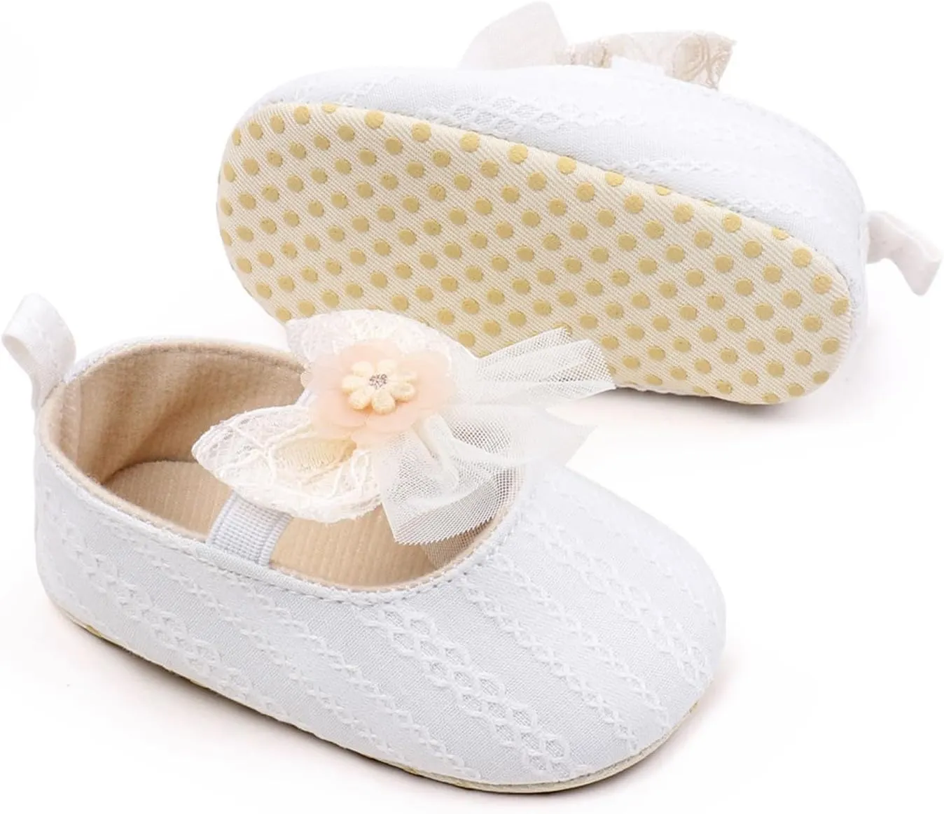 Newborn Baby Girls Dress Shoes Infant Bowknot Soft Sole Mary Jane Christening Shoes Wedding