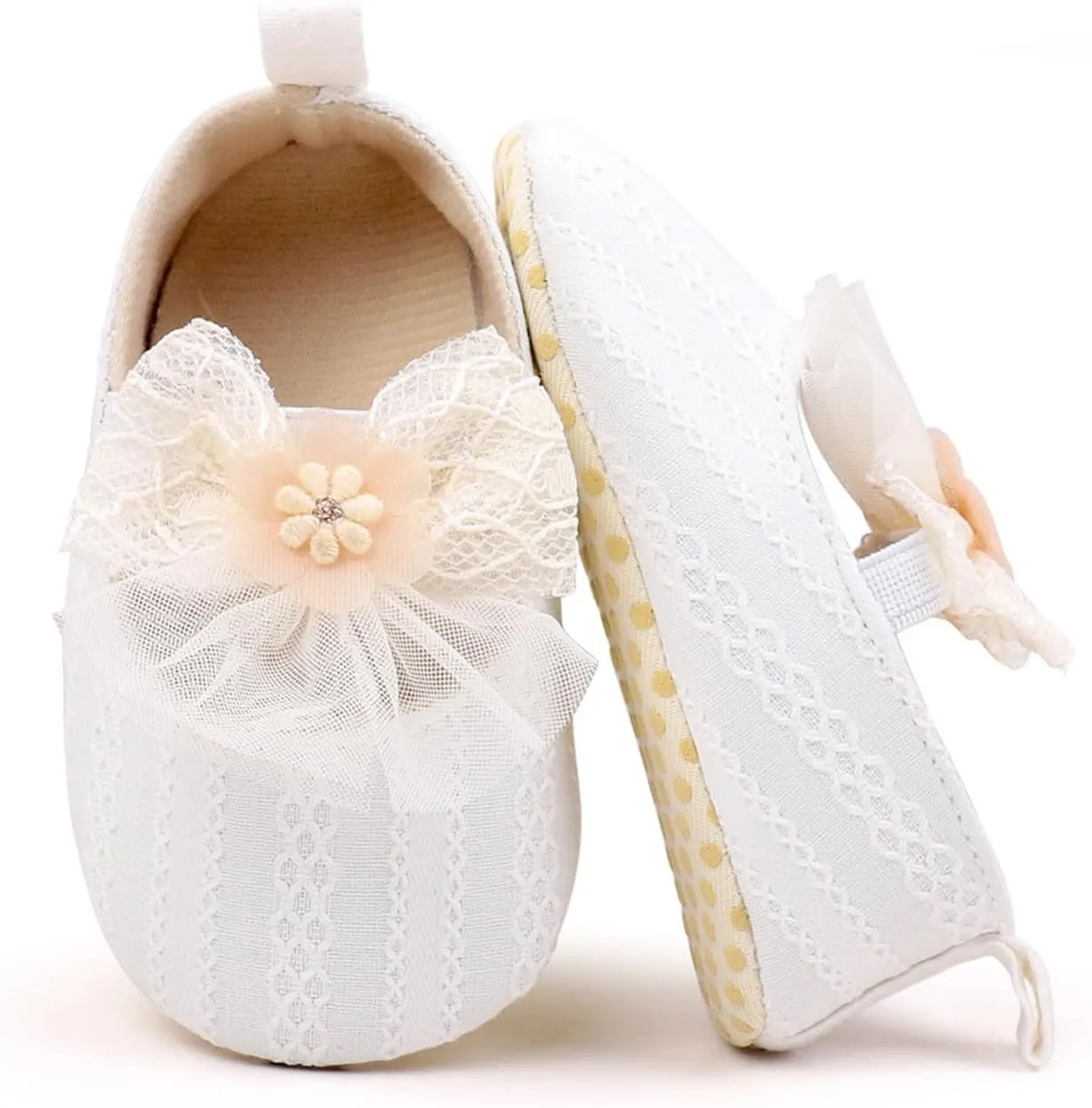 Newborn Baby Girls Dress Shoes Infant Bowknot Soft Sole Mary Jane Christening Shoes Wedding