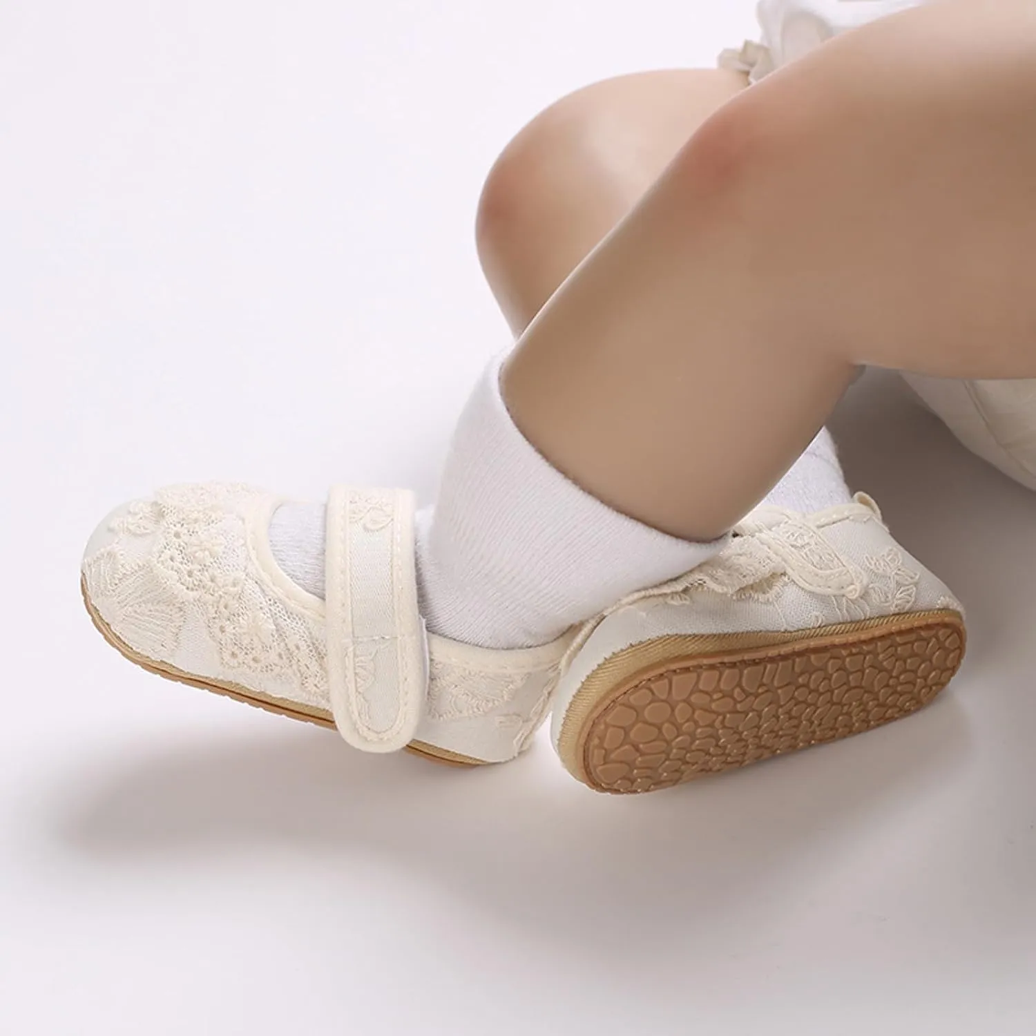 Newborn Baby Girls First Walking rib Shoes Floral Embroidered Solid Mary Jane Flat Soft Sweet Prewalker Shoes