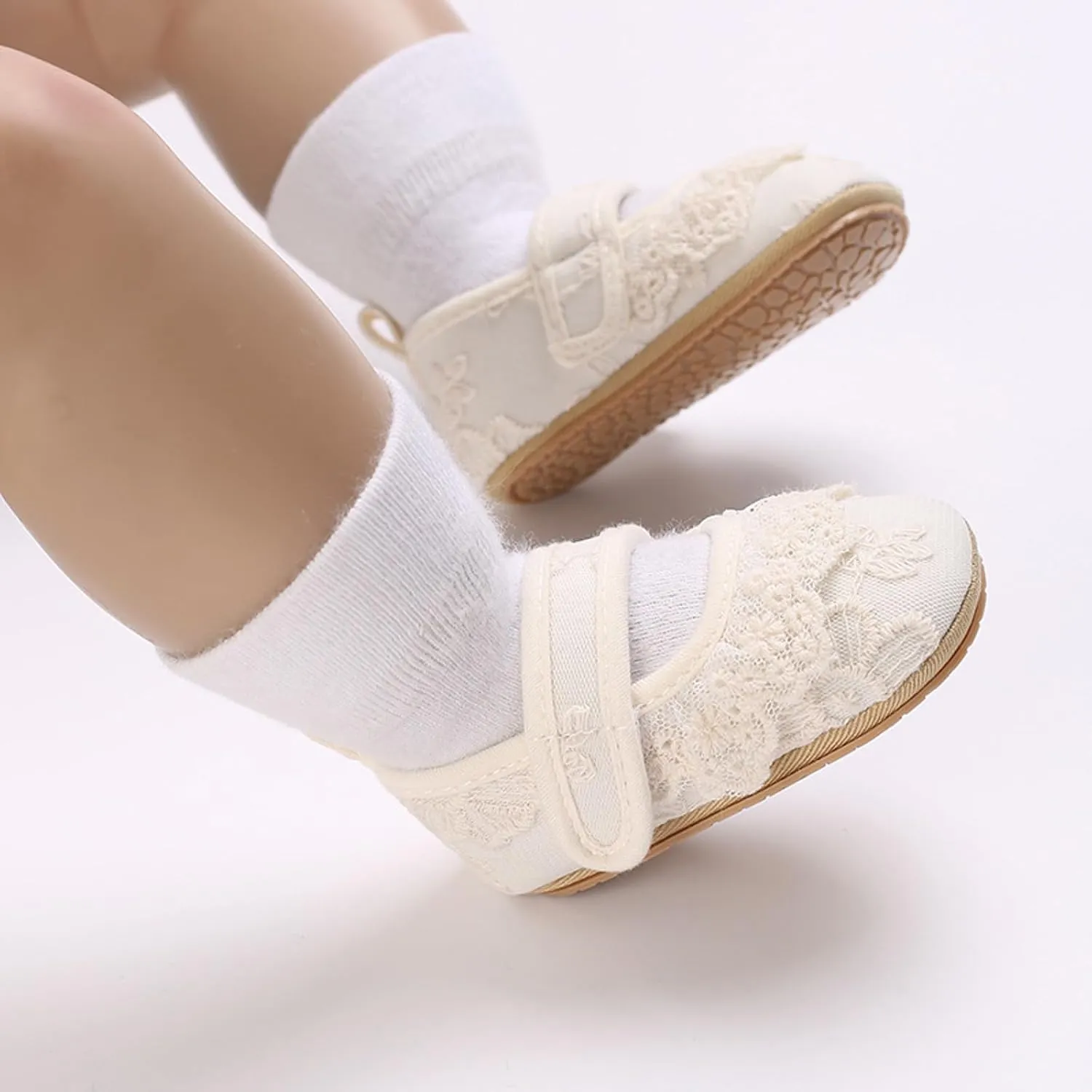 Newborn Baby Girls First Walking rib Shoes Floral Embroidered Solid Mary Jane Flat Soft Sweet Prewalker Shoes