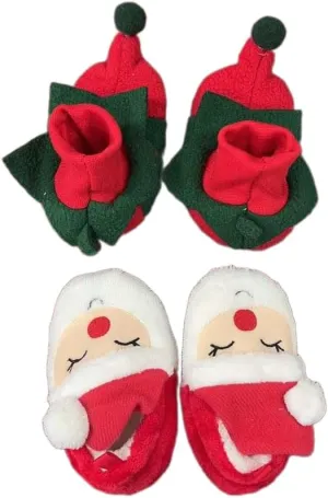 Newborn Infant Baby Christmas Shoes Santa Slippers Booties Anti-Slip Socks Boots Winter Warm Prewalkes