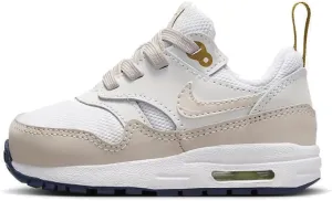 NIKE Air Max 1 EasyOn Baby/Toddler Shoes (DZ3309-103, White/Bronzine/Midnight Navy/Light Orewood Brown) Size 7