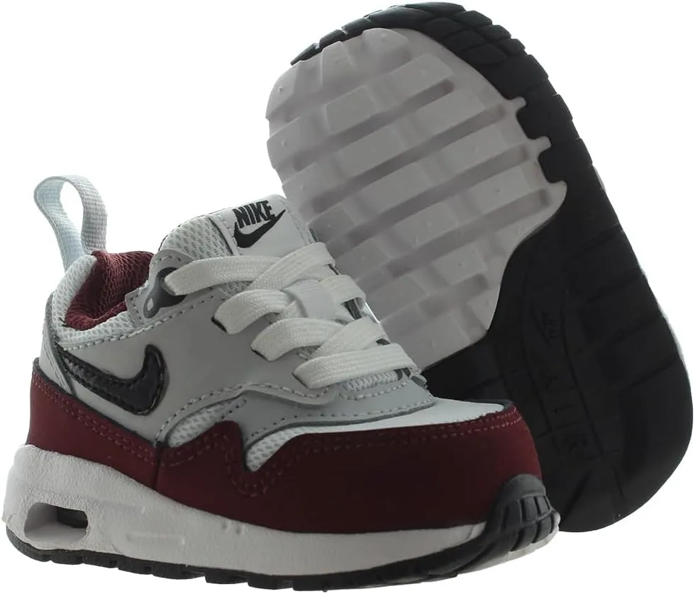 Nike Air Max 1 EasyOn Baby/Toddler Shoes (DZ3309-111, White/Dark Team Red Heather/Pure Platinum)