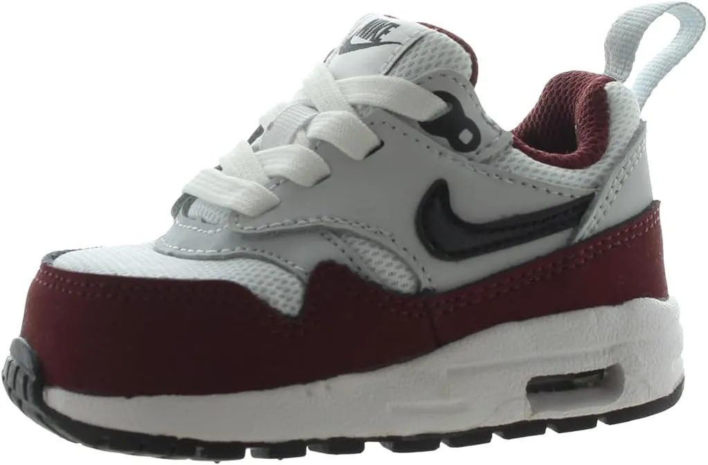 Nike Air Max 1 EasyOn Baby/Toddler Shoes (DZ3309-111, White/Dark Team Red Heather/Pure Platinum)