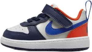 Nike Court Borough Low Recraft Baby/Toddler Shoes (DV5458-401, Midnight Navy/Team Orange/Light Silver) Size 2