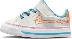 Nike Court Legacy Baby/Toddler Shoes (DZ2815-100, Sail/Blue Lightning/White/Total Orange) Size 2