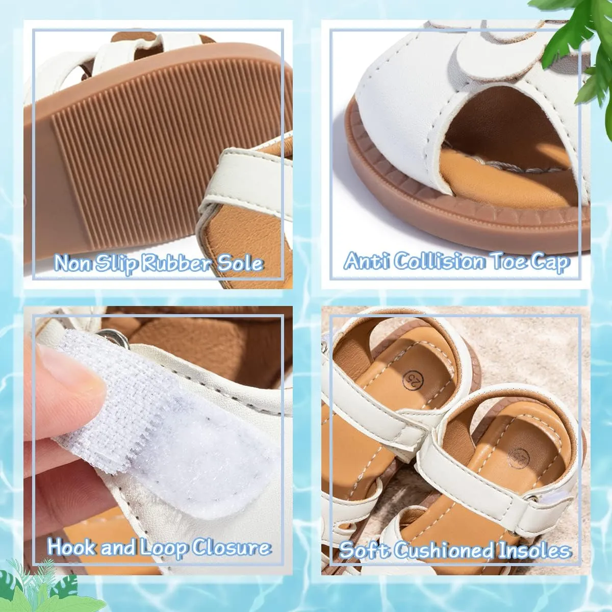 ohsofy Girls Sandals Closed Toe Flower Summer Outdoor Beach Dress Shoes (Toddler/Little Kid)