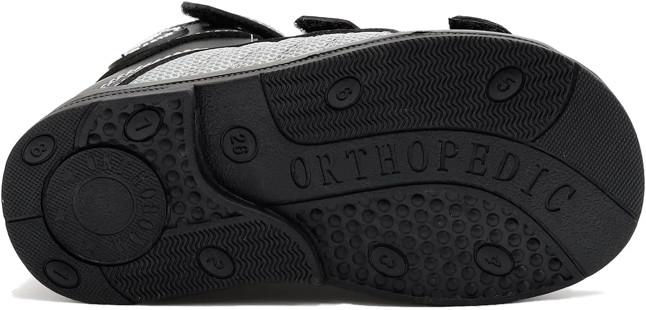 Orthopedic Sandals for Toddlers with Arch and Ankle Support,Kids High Back Black Shoes
