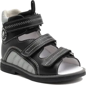 Orthopedic Sandals for Toddlers with Arch and Ankle Support,Kids High Back Black Shoes