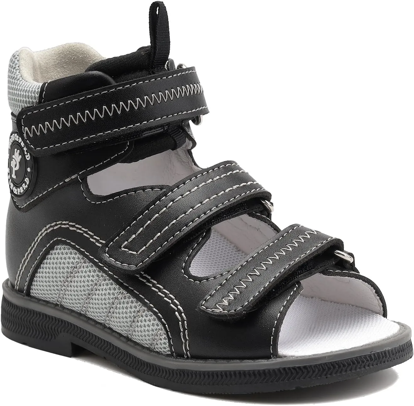 Orthopedic Sandals for Toddlers with Arch and Ankle Support,Kids High Back Black Shoes