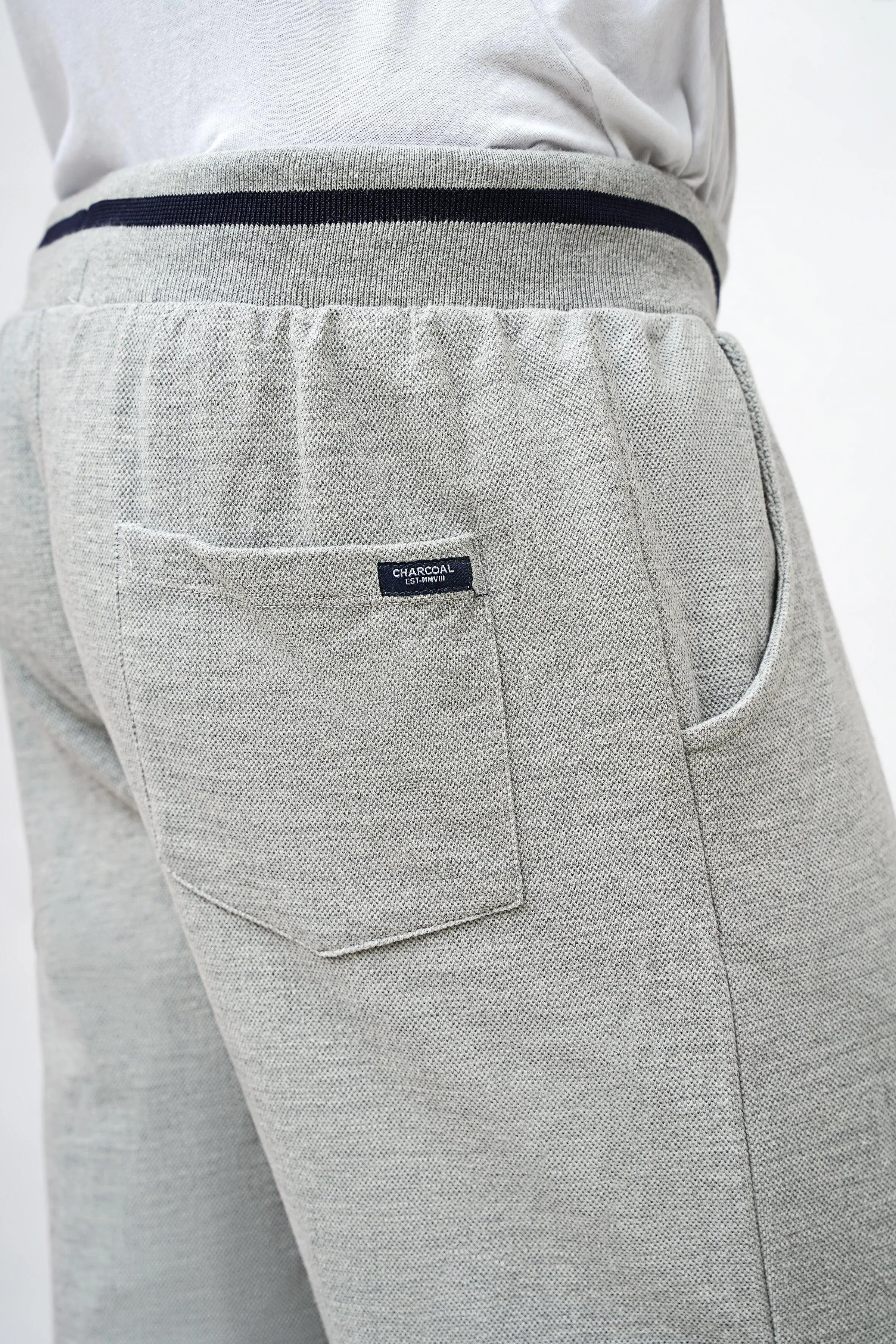 PIQUE REGULAR FIT GREY MELANGE SHORTS