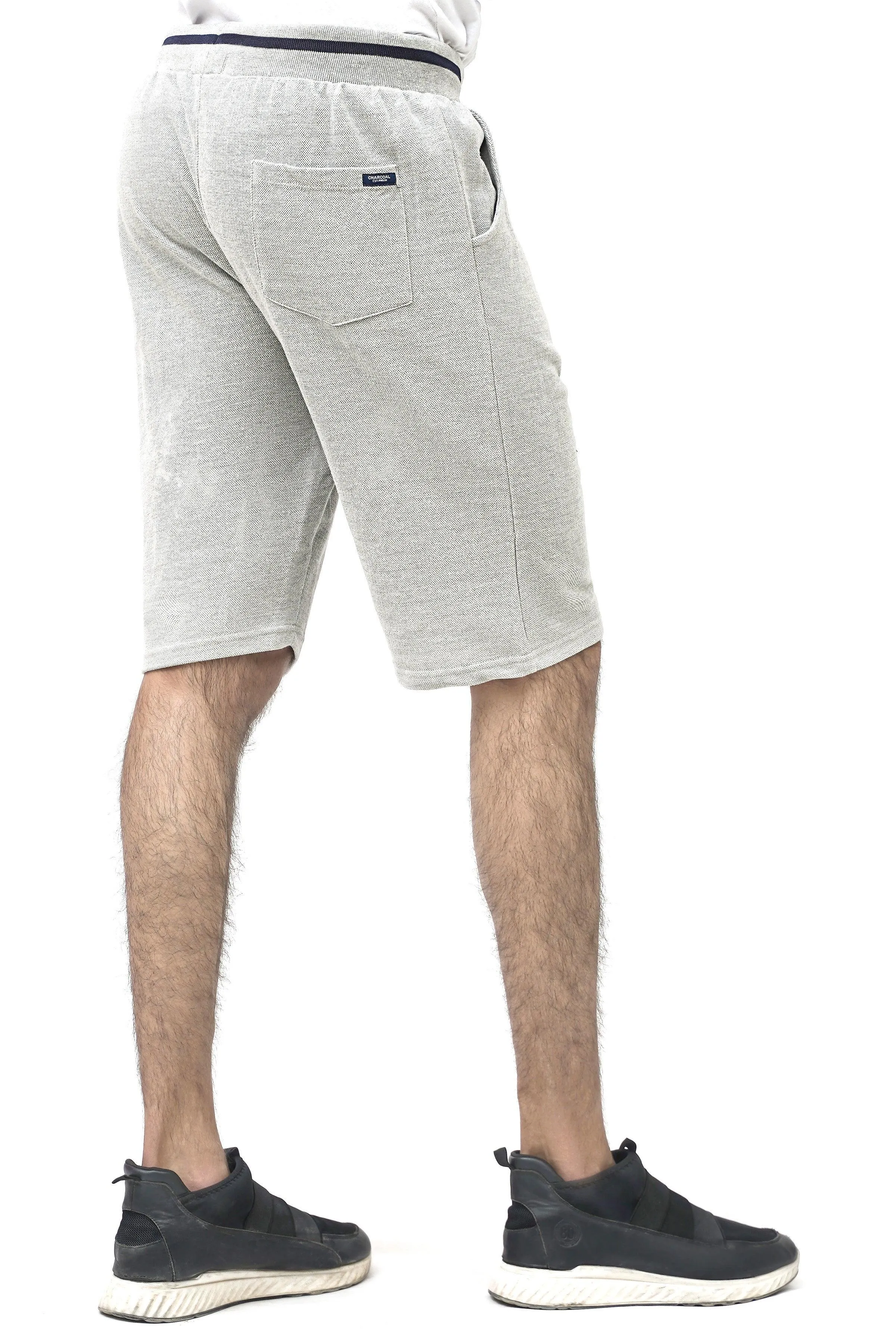 PIQUE REGULAR FIT GREY MELANGE SHORTS