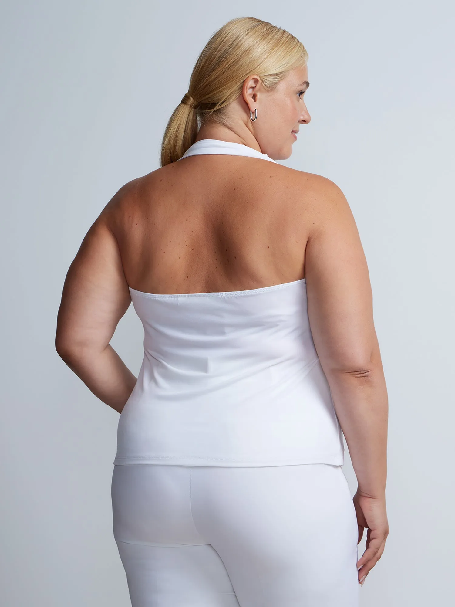 Plus Sleeveless Cowl Neck Knit Halter Top