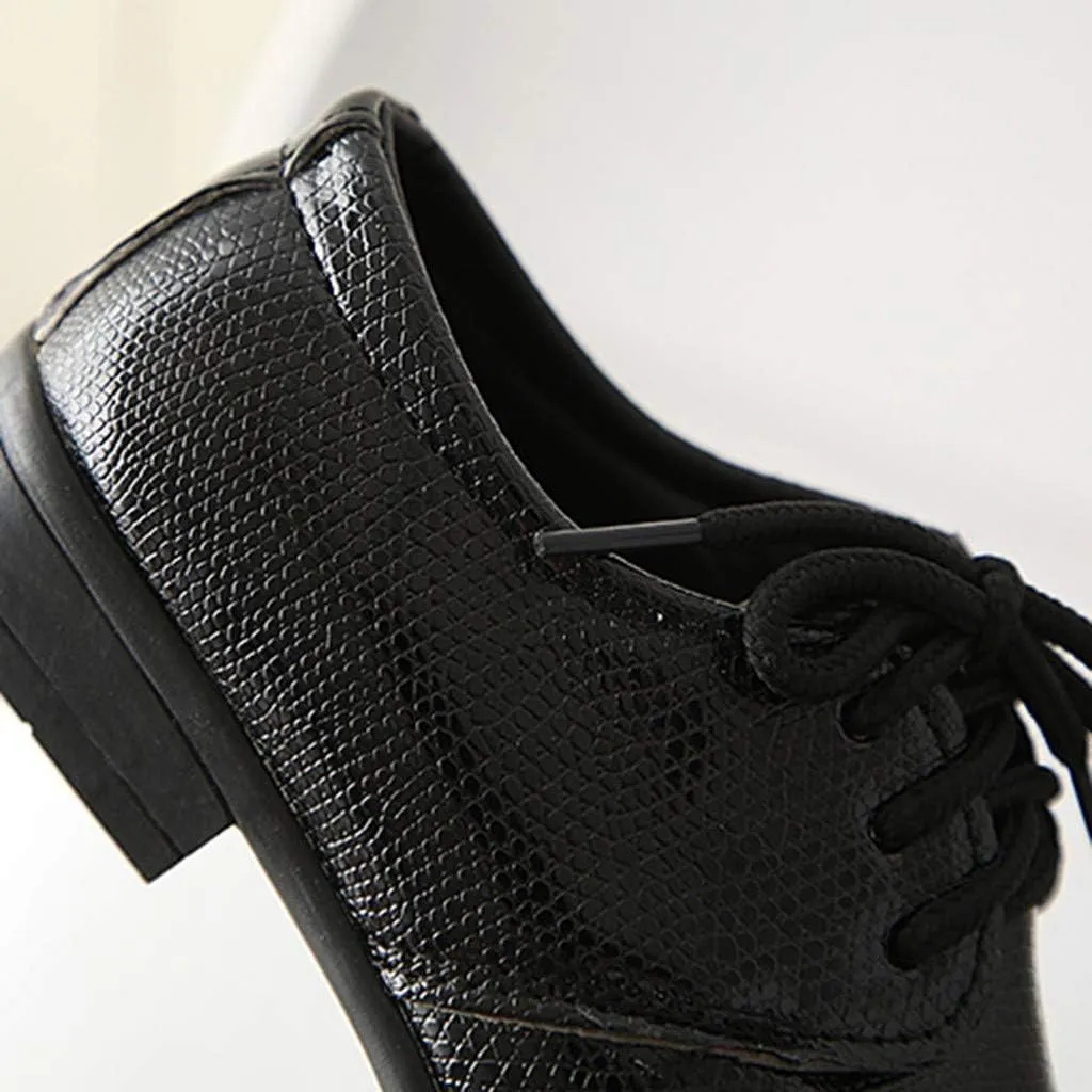 POLG Kids Boys Leather Shoes Formal Oxford Dress Shoes Special Occasion Christening Shoes for 1-12 Years Baby Boys Student (Black, 18-24Months)