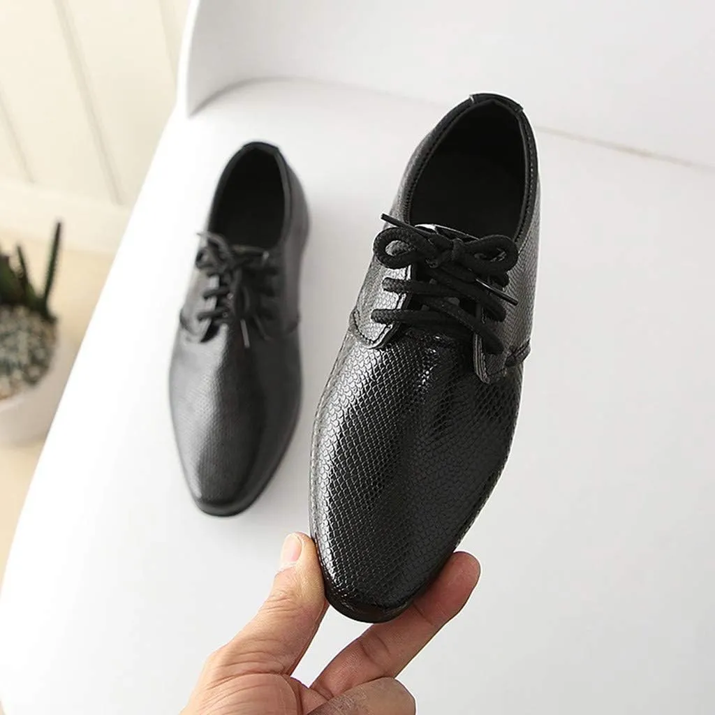 POLG Kids Boys Leather Shoes Formal Oxford Dress Shoes Special Occasion Christening Shoes for 1-12 Years Baby Boys Student (Black, 18-24Months)