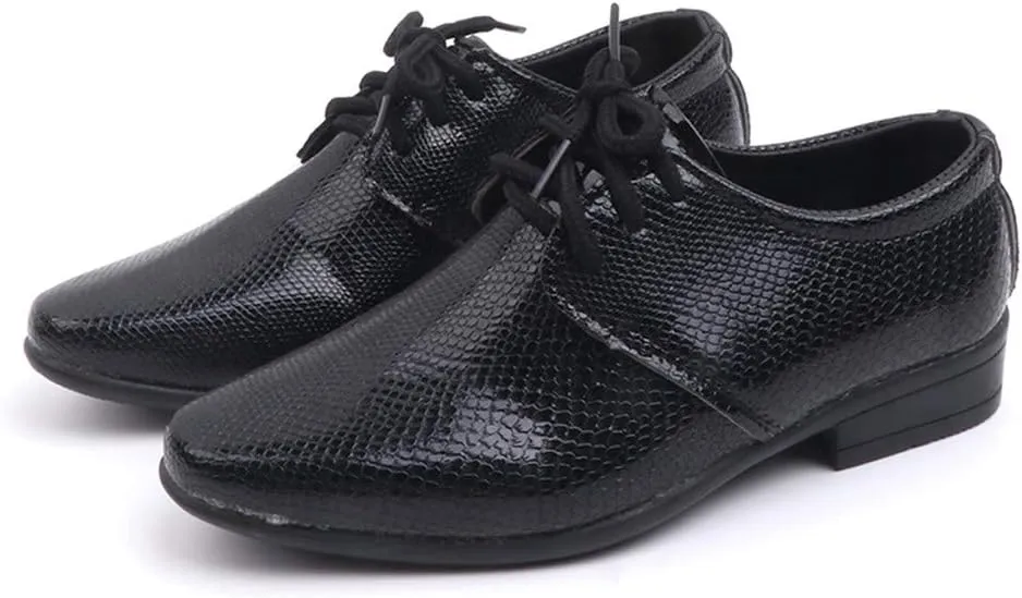 POLG Kids Boys Leather Shoes Formal Oxford Dress Shoes Special Occasion Christening Shoes for 1-12 Years Baby Boys Student (Black, 18-24Months)