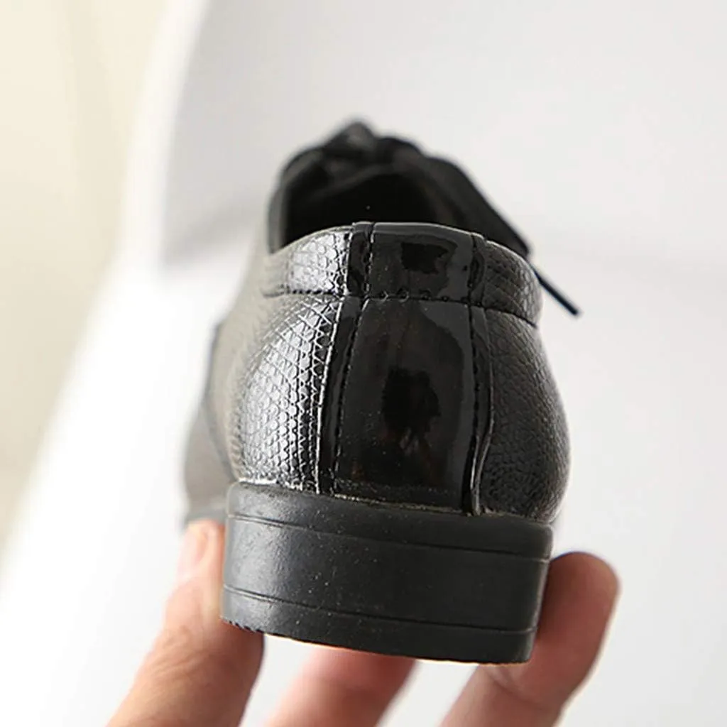 POLG Kids Boys Leather Shoes Formal Oxford Dress Shoes Special Occasion Christening Shoes for 1-12 Years Baby Boys Student (Black, 18-24Months)