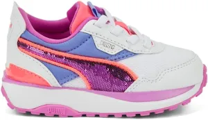 PUMA Infant Girls Cruise Rider Glitzy Ac Lace Up Sneakers Shoes Casual - Blue, Orange, Purple, White - Size 7 M