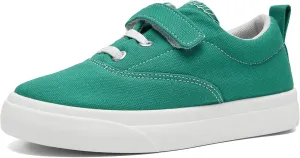 rosyclo Canvas Sneakers for Boys and Girls, Toddler Kids Walking Shoes Lightweight Breathable Non-Slip Soft Adjustable Strap Baby Boy Girl Outdoor Casual Tennis Shoe for Little Big Kid, Green