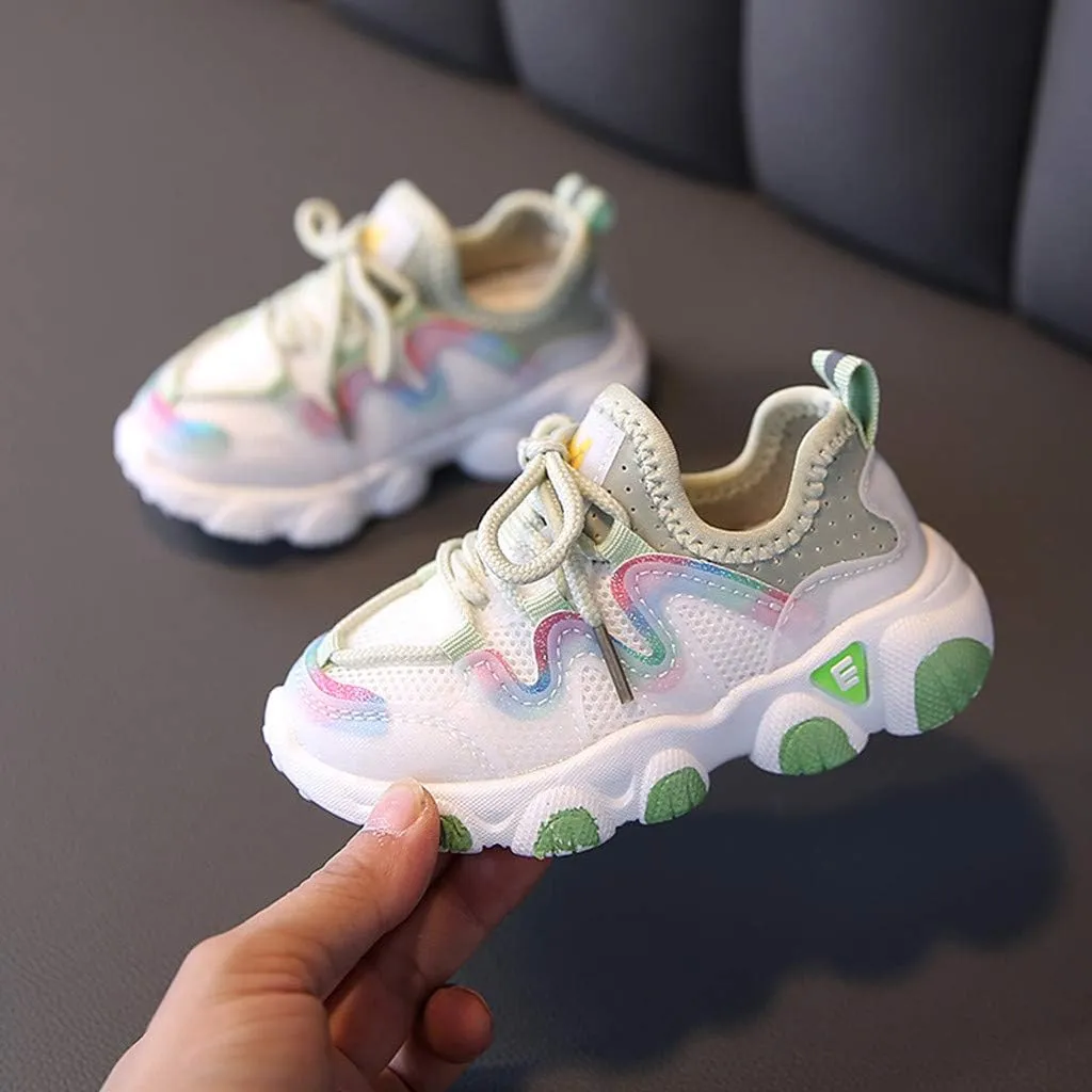 sfdgfhyf Girls Sneaker Baby Soft Up Shoes Toddler Breathable Shoes Infant Kids Girls Lace Mesh Baby Shoes for 1 to 6
