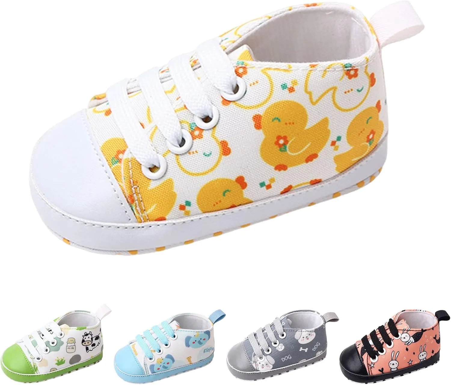 sfdgfhyf Summer Children Round Toe Shoes Infant Toddler Shoes Boys And Girls Sports Canvas Cute Cartoon Pattern Lace Up