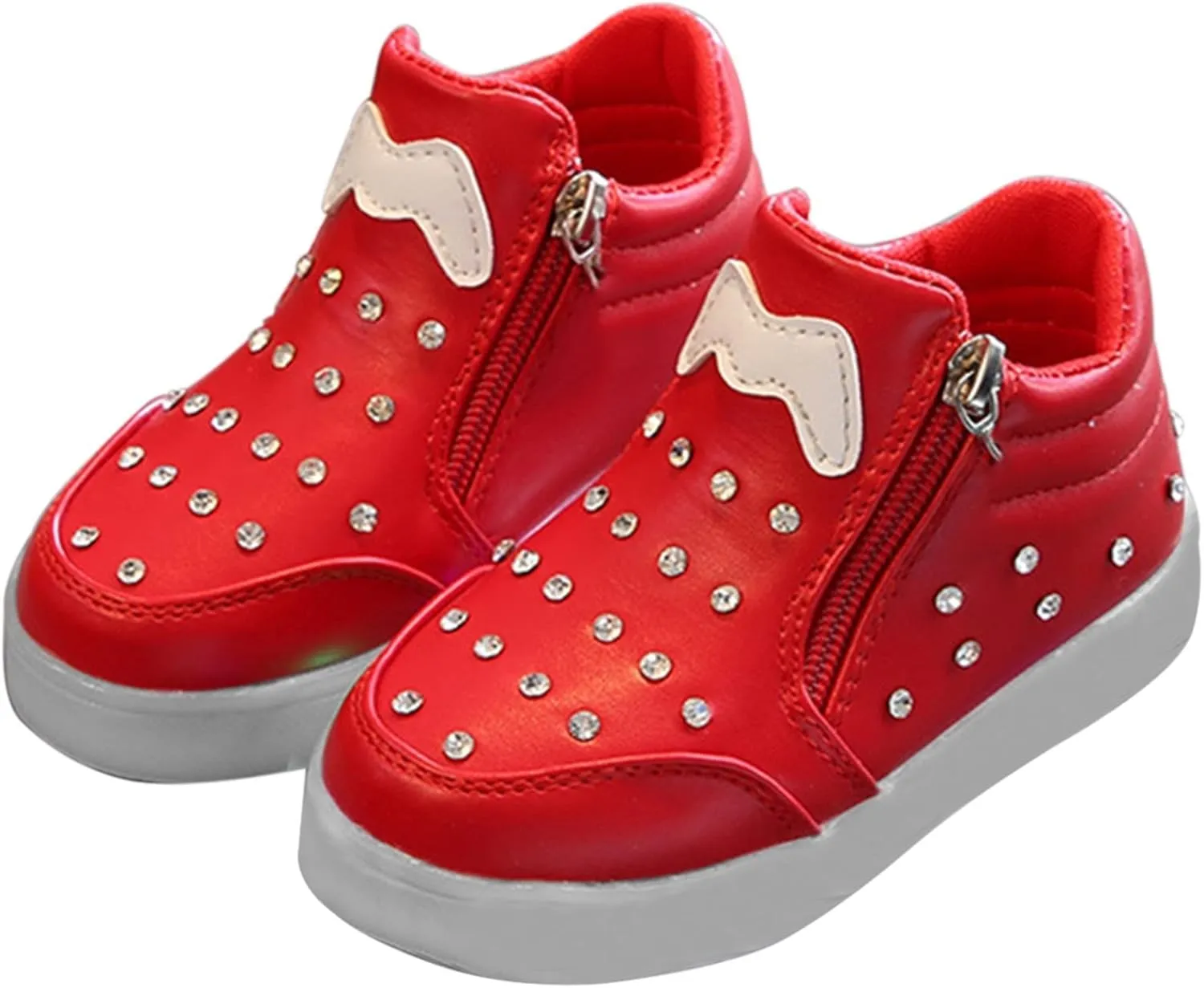 Side Zipper Soft Sole Sneakers for Toddler Little Kid Boys Girls Lightweight Glitter Sport Shoes Running Comfy Non Slip