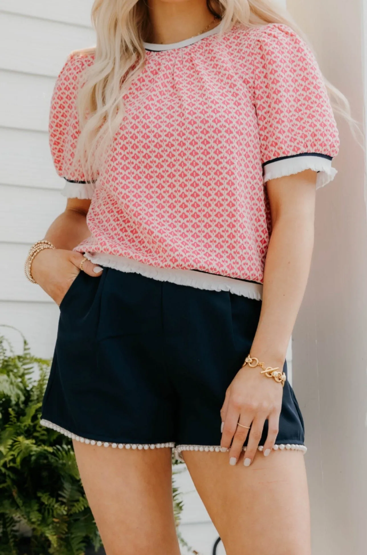 Sierra Pearl Trimmed Pleated Shorts - Final Sale 40% off in cart