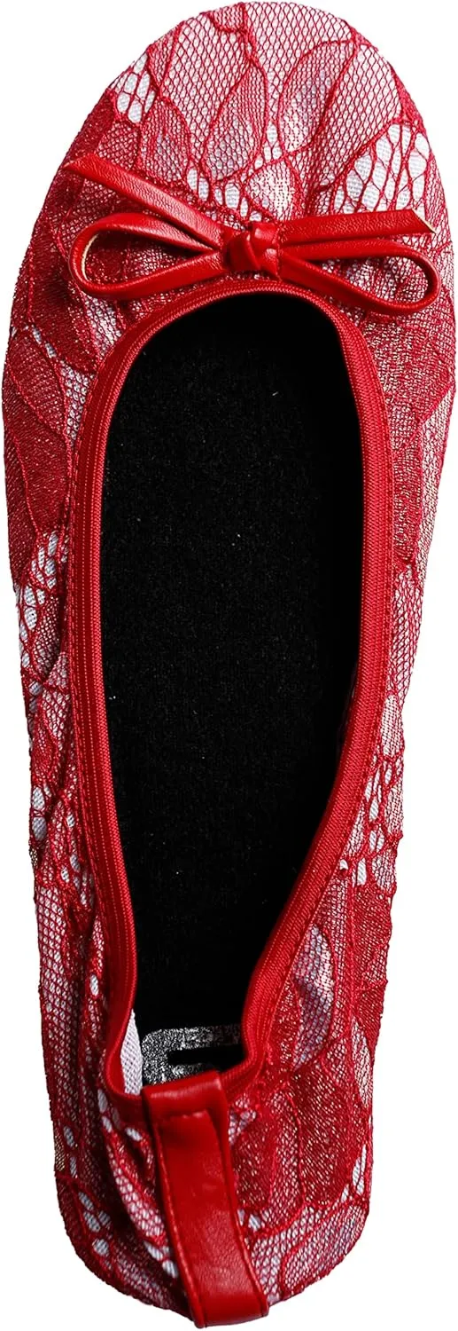Silky Toes Womens Foldable Lace Wedding Flats Comfortable Bridal Dressy Shoes