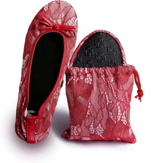 Silky Toes Womens Foldable Lace Wedding Flats Comfortable Bridal Dressy Shoes