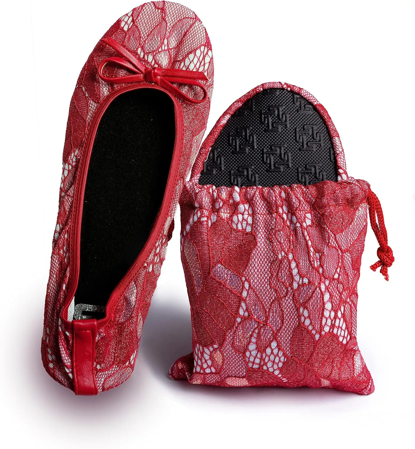 Silky Toes Womens Foldable Lace Wedding Flats Comfortable Bridal Dressy Shoes