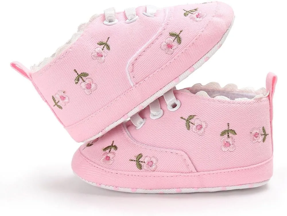 Size 9 Toddler Shoes Girls Baby Girls Sole Infant Crib Shoes Floral Canvas Soft Anti-Slip Baby Girl Shoes 2t