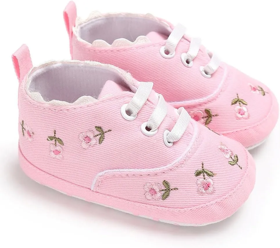 Size 9 Toddler Shoes Girls Baby Girls Sole Infant Crib Shoes Floral Canvas Soft Anti-Slip Baby Girl Shoes 2t