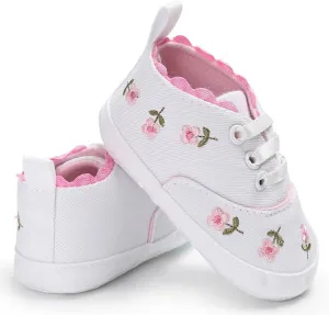 Size 9 Toddler Shoes Girls Baby Girls Sole Infant Crib Shoes Floral Canvas Soft Anti-Slip Baby Girl Shoes 2t