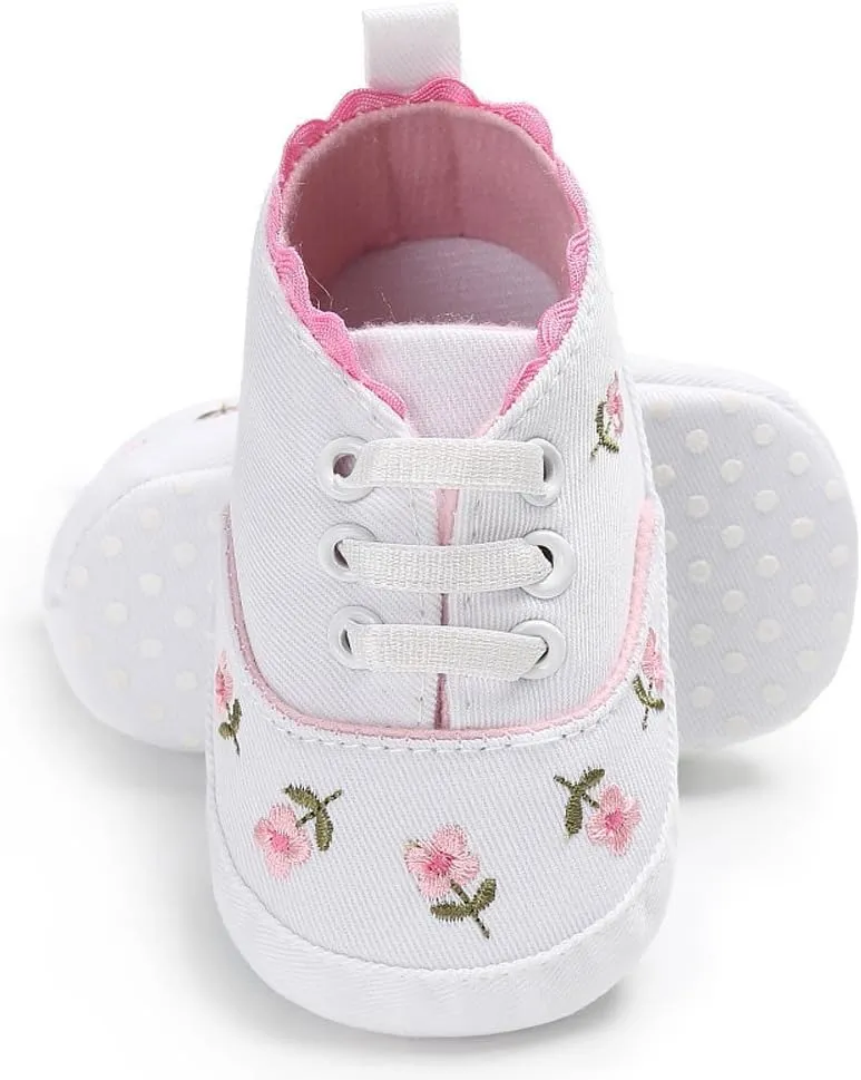 Size 9 Toddler Shoes Girls Baby Girls Sole Infant Crib Shoes Floral Canvas Soft Anti-Slip Baby Girl Shoes 2t