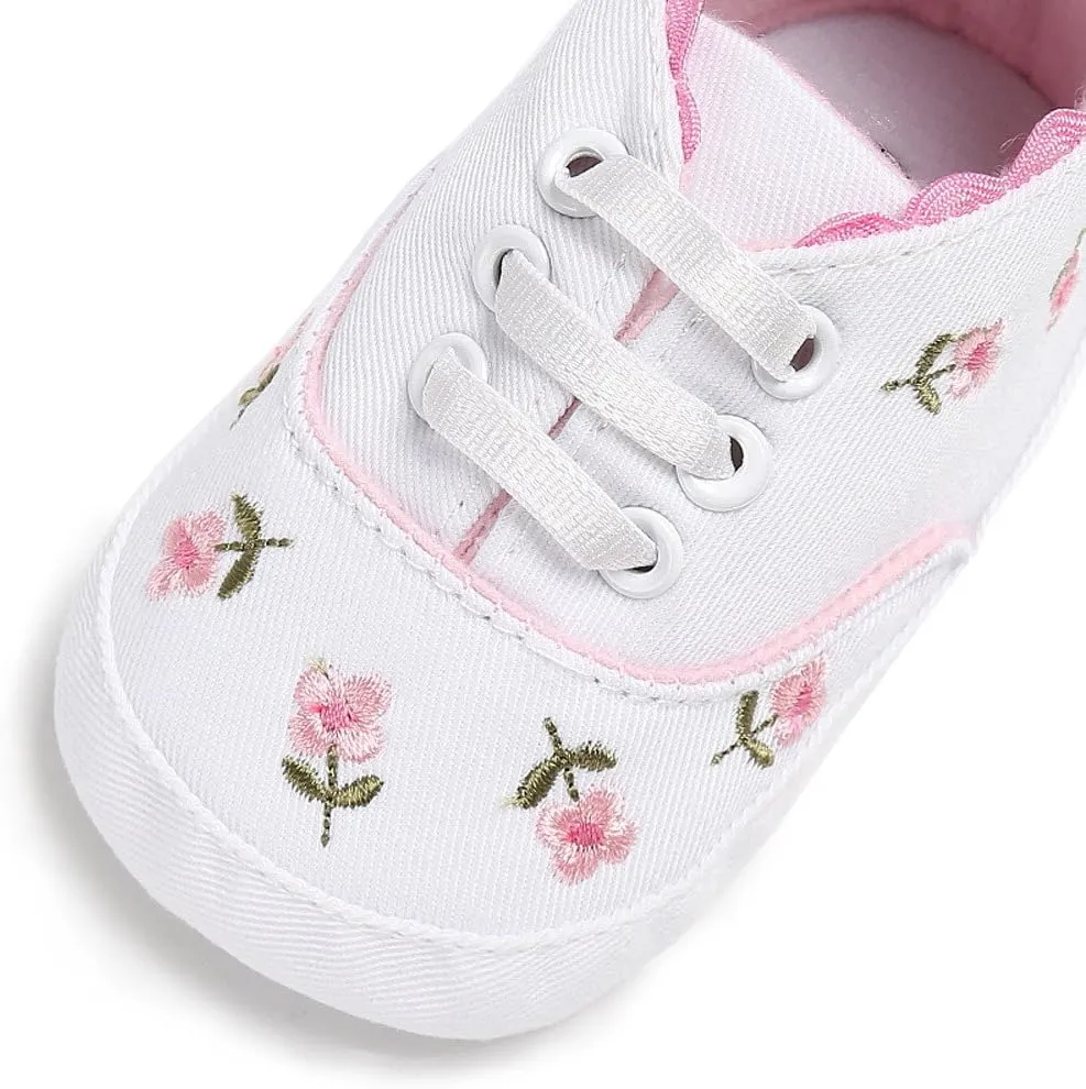 Size 9 Toddler Shoes Girls Baby Girls Sole Infant Crib Shoes Floral Canvas Soft Anti-Slip Baby Girl Shoes 2t