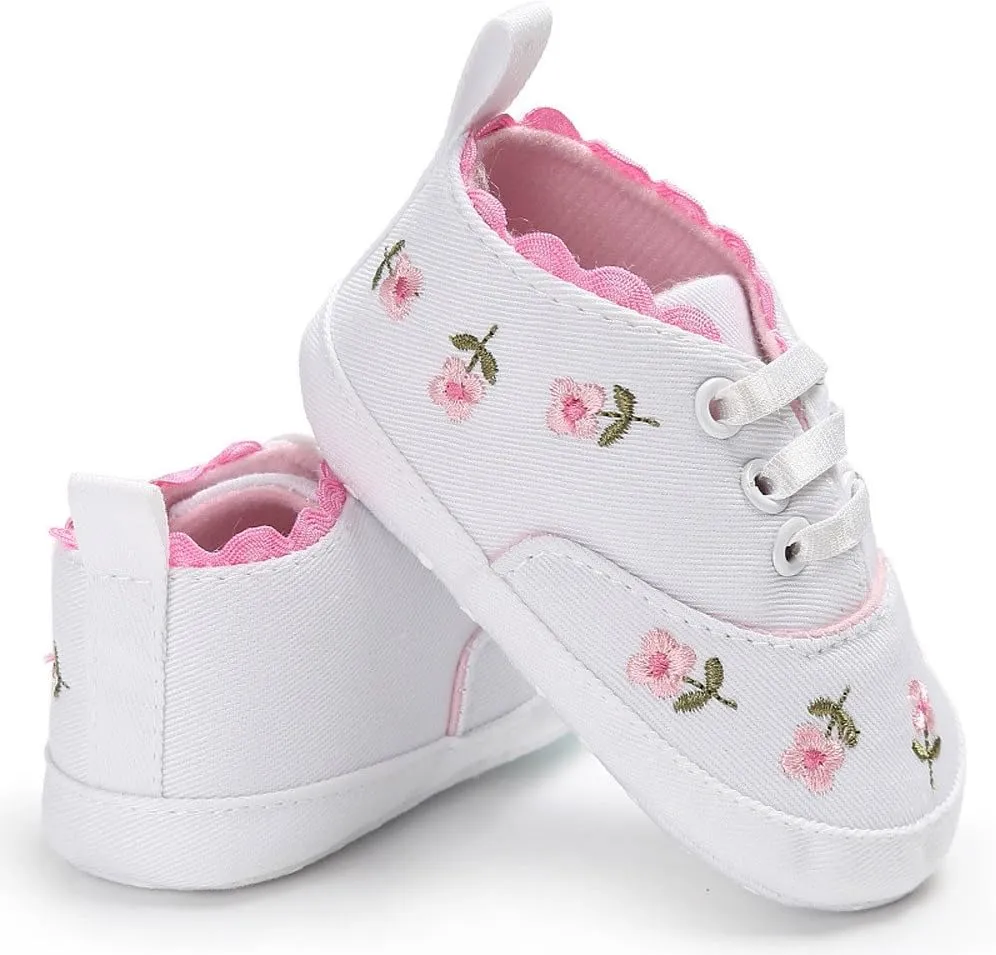 Size 9 Toddler Shoes Girls Baby Girls Sole Infant Crib Shoes Floral Canvas Soft Anti-Slip Baby Girl Shoes 2t