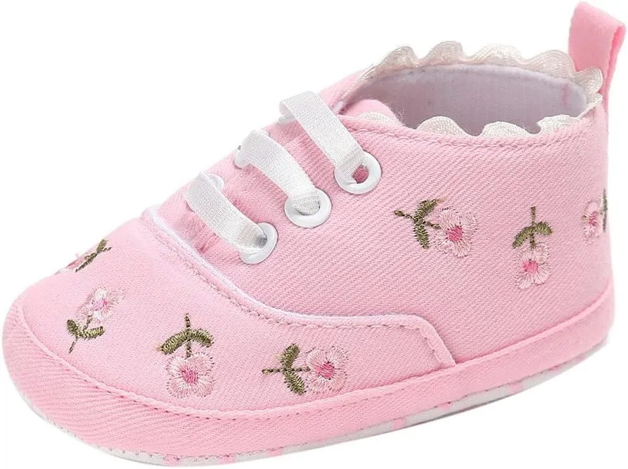 Size 9 Toddler Shoes Girls Baby Girls Sole Infant Crib Shoes Floral Canvas Soft Anti-Slip Baby Girl Shoes 2t