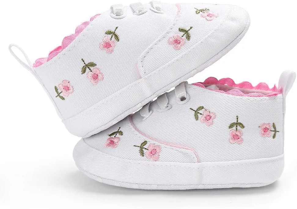 Size 9 Toddler Shoes Girls Baby Girls Sole Infant Crib Shoes Floral Canvas Soft Anti-Slip Baby Girl Shoes 2t
