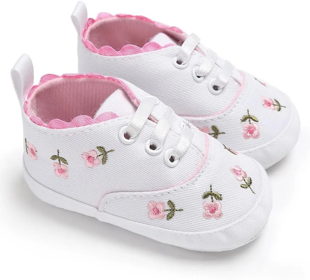 Size 9 Toddler Shoes Girls Baby Girls Sole Infant Crib Shoes Floral Canvas Soft Anti-Slip Baby Girl Shoes 2t