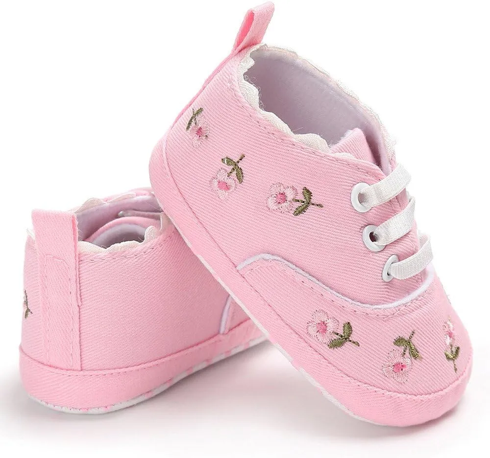 Size 9 Toddler Shoes Girls Baby Girls Sole Infant Crib Shoes Floral Canvas Soft Anti-Slip Baby Girl Shoes 2t